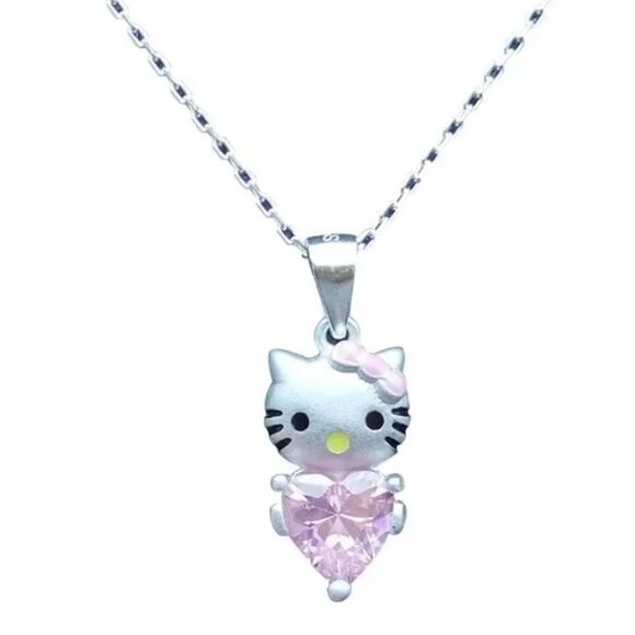 Hello Kitty Silver Heart Gem Pendant Necklace - Picture 5 of 5